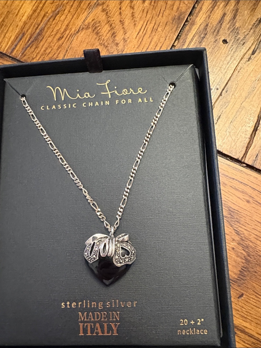 Sterling marcasite onyx heart